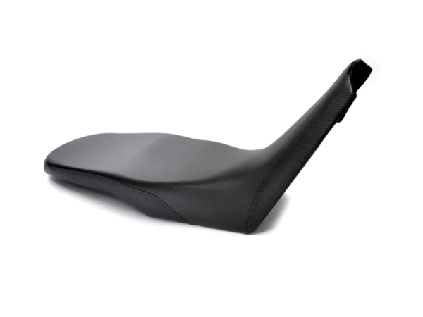 REVolution OEM Motorcycle Seat Upgrade for the Aprilia Tuareg 660 2022+ with black topstitch and CFX inserts..
